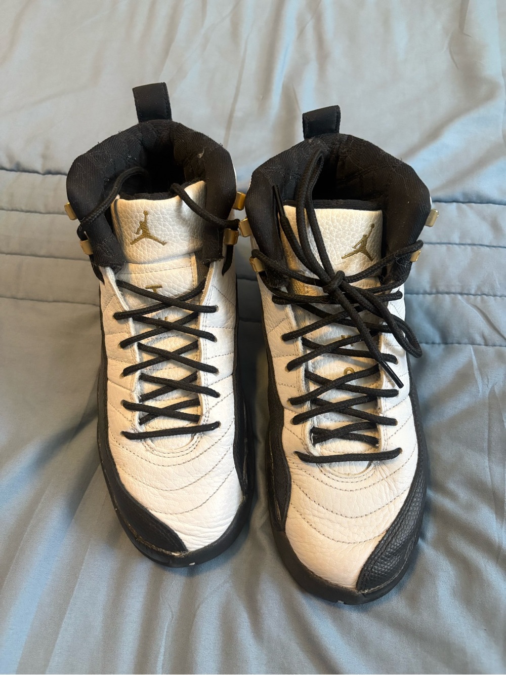 Jordan High-Top Sneakers - White, Black & Gold Accents